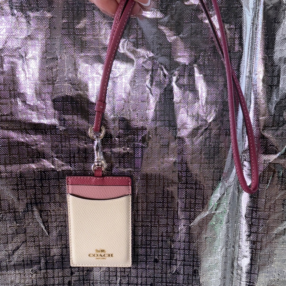 Coach Burgundy and Cream Card Holder